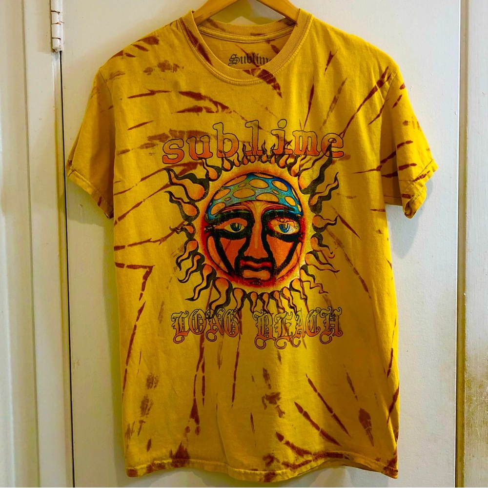 Sublime Short Sleeve Tie-Dye T-Shirt Flaming Sun Mushroom Long Beach Size Small.